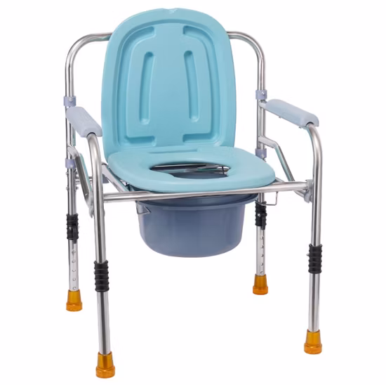 Silla de baño de aluminio para discapacitados Silla de ruedas Comoda Commode con ruedas
