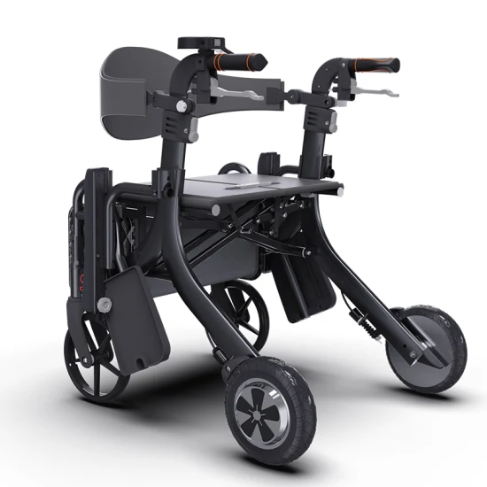 Andador con ruedas de 4 ruedas, andador eléctrico plegable con silla de ruedas