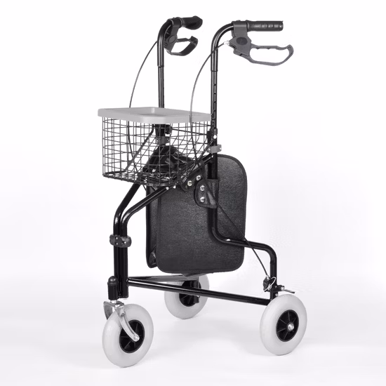 Andador plegable portátil para ancianos, aleación de aluminio, ligero, 4 ruedas, andador