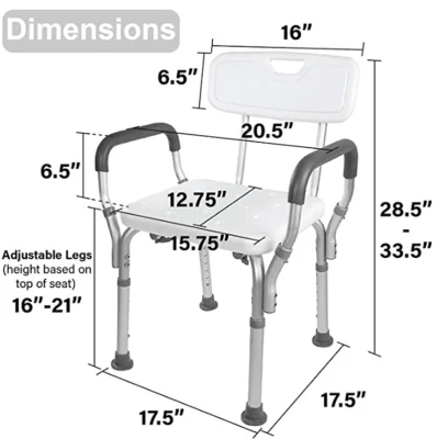 Banco de asiento de silla de ducha ajustable para bañera de SPA de montaje sin herramientas médicas con respaldo extraíble