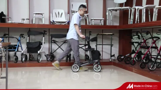 Andador con ruedas de aluminio plegado de un paso para personas mayores y discapacitadas