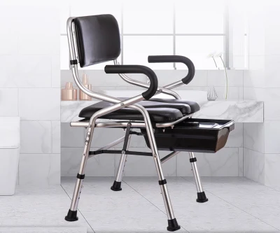 Banco de baño de silla de ducha de aluminio ajustable ligero con asiento de inodoro
